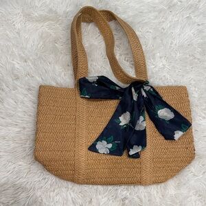 Draper James Straw Tote with Floral Scarf